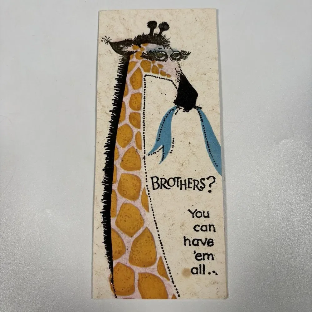 Vintage Hallmark Slim Jims Giraffe Brother Birthday Greeting Card Funny Cute Art